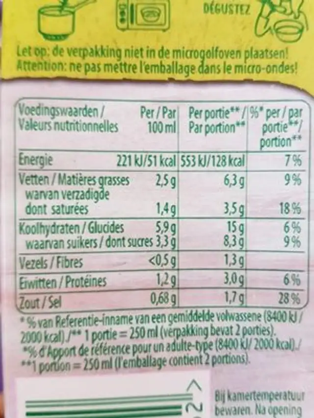 Les Tendances Courgette, Fromage de chèvre et une pointe de miel nutrition facts table