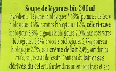 Passato 7 Verd. bio ML300 Knorr ingredients label