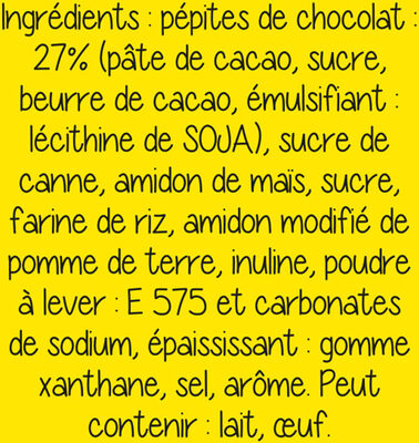 Préparation Cookies Pépites Chocolat ingredients label