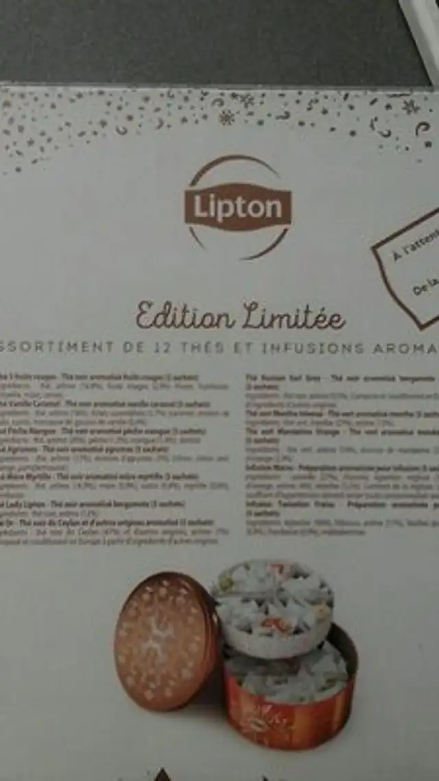 Thés ingredients label