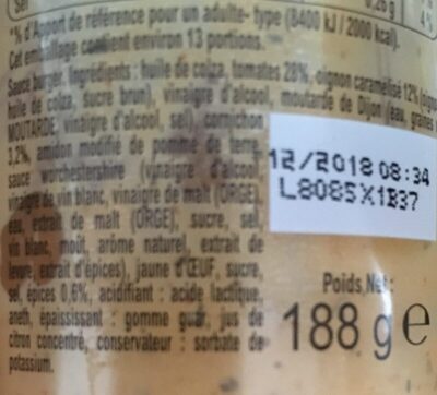 Sauce gourmet burger aux oignons caramélisés ingredients label