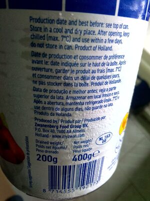 Zwan Cocktail de Salsicha de Frango ingredients label