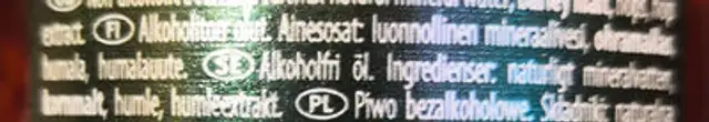 Bavaria IPA 0% ingredients label