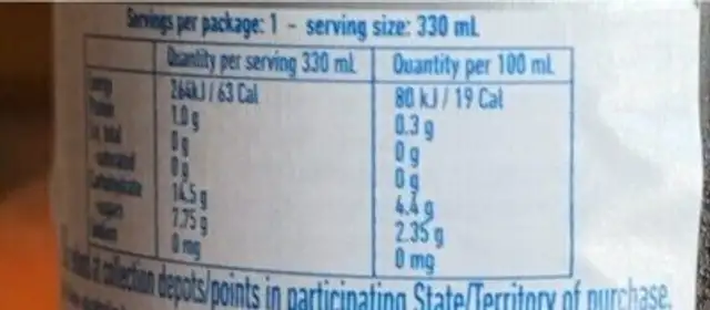 Bavaria IPA 0% nutrition facts table