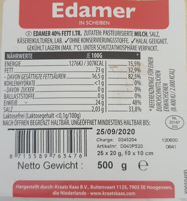 Edamer in Scheiben front packaging