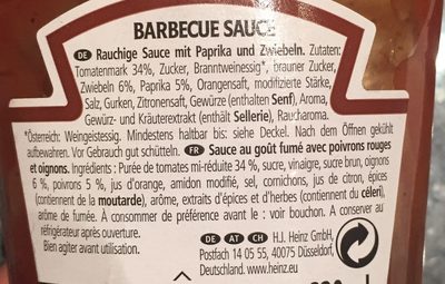 Barbecue sauce ingredients label