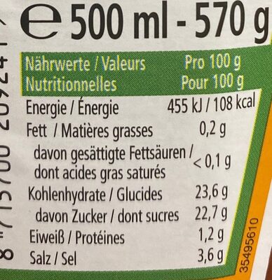 Curry Ketchup nutrition facts table