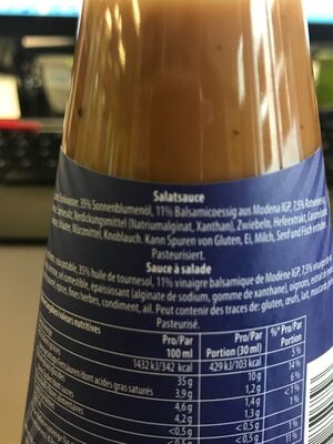 Italian balsamico ingredients label