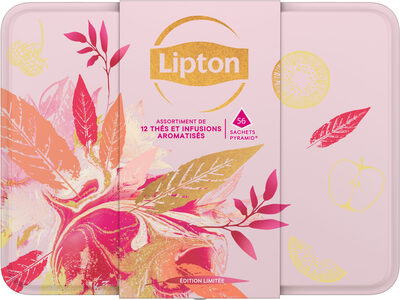 Lipton Coffret en Métal 12 Thés & Infusions Aromatisés 56 Sachets Pyramid® front packaging