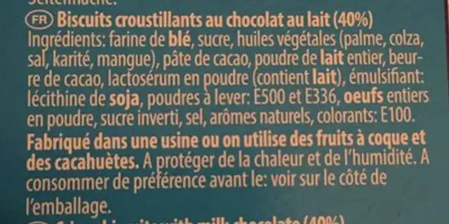 Manhattan cookies ingredients label