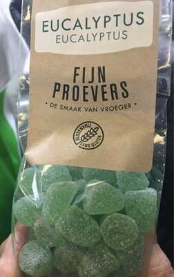Zachte gom met menthol eucalyptus smaak front packaging