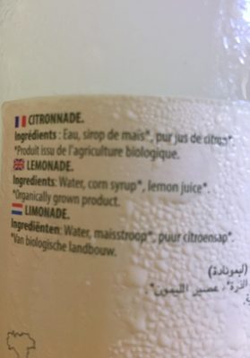 Citronnade De Sicile Bio - 75CL - La Bio Idea ingredients label