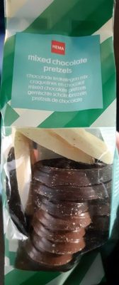 Mixed chocolate pretzels front packaging