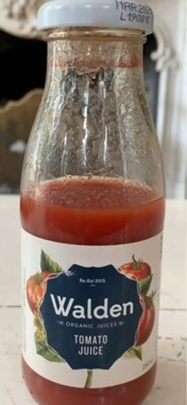 Walden organic juices Tomato juice front packaging