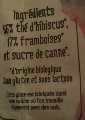 Hibiskus Eis ingredients label