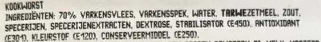 Hespenworst ingredients label