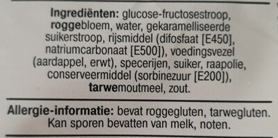 Ontbijtkoek naturel ingredients label