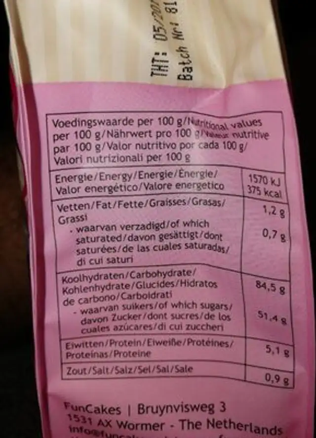 Préparation Cupcakes - 500G - Funcakes nutrition facts table
