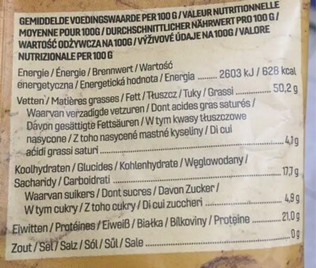 Almonds nutrition facts table