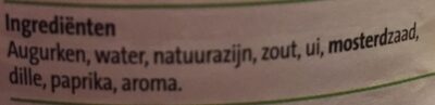 Zuur fijne augurk ingredients label