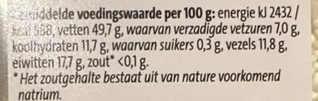 Sesamzaad nutrition facts table
