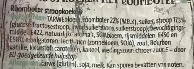 Stroopkoeken ingredients label