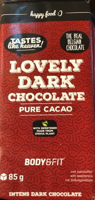 Lovely Dark Chocolate pure cacao front packaging