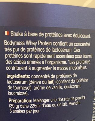 Whey protein ingredients label