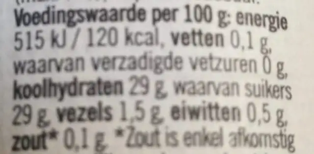 Albert Heijn fruitspread abrikoos minder suiker nutrition facts table