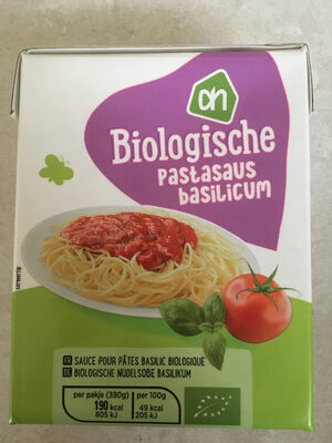 Biologische Pastasaus Basilicum front packaging