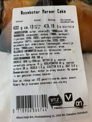 Roomboter marmer cake front packaging