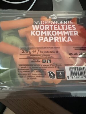 Snoepgroente nutrition facts table