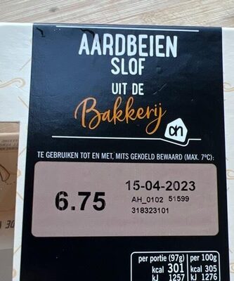 Aardbeien slof uit de bakkerij front packaging