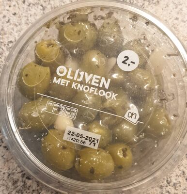 olijven met knoflook front packaging