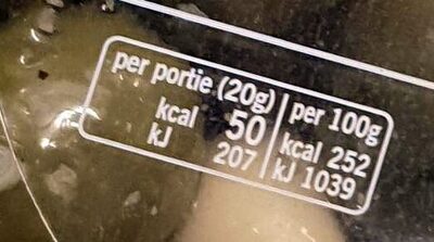 olijven met knoflook nutrition facts table