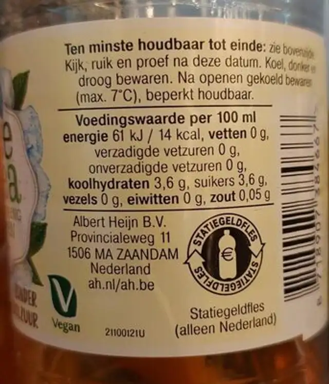 Ice Tea nutrition facts table