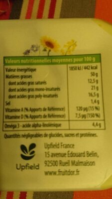 Oméga 3 Demi-sel sans huile de palme nutrition facts table