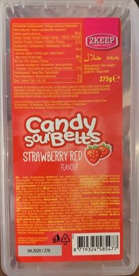 Candy sour belts (strawberry red flavour) front packaging