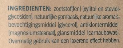 Peppermint ingredients label