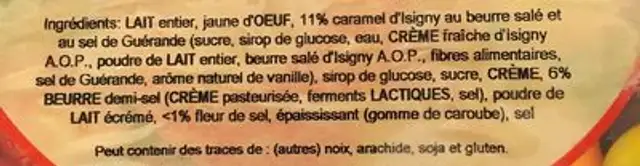 Glace au caramel d'isigny au beurre sale ingredients label