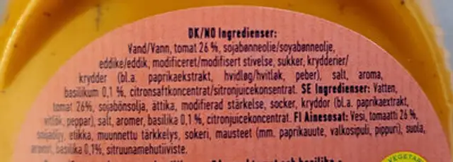 Unknown ingredients label