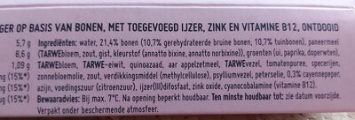 Chili Burger ingredients label