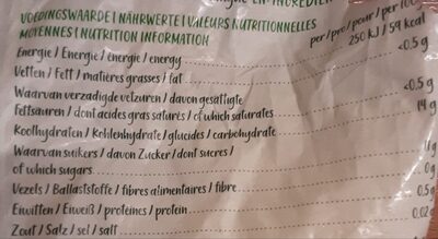 Mangostukjes diepgevroren nutrition facts table