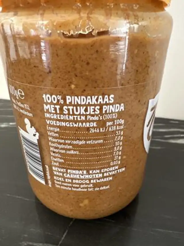 100% Pindakaas nutrition facts table
