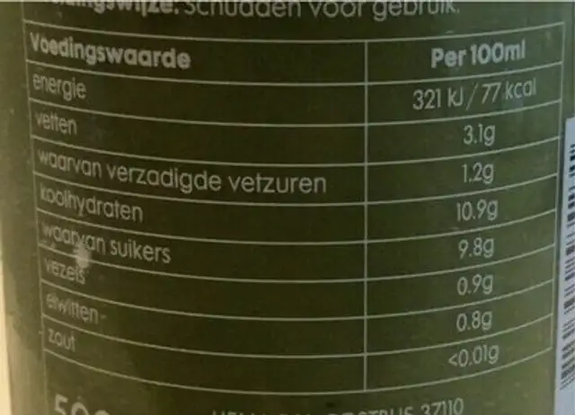 Appel mango avocado kokos smoothie nutrition facts table