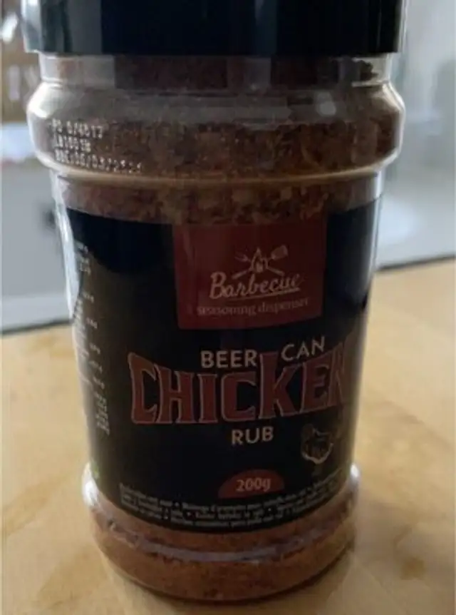 Beer can chicken rub front packaging