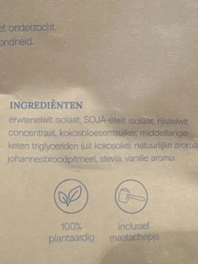 Proteïne Poeder ingredients label