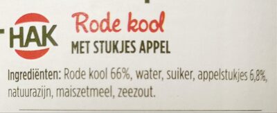 Rotkohl mit Apfelstücke ingredients label
