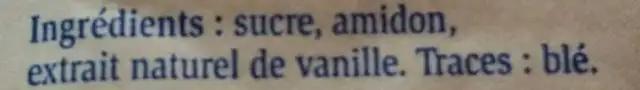 Sucre Vanillé à l'extrait naturel de vanille ingredients label