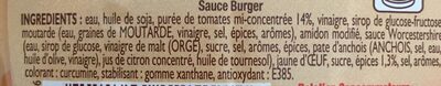 sauce Burger ingredients label
